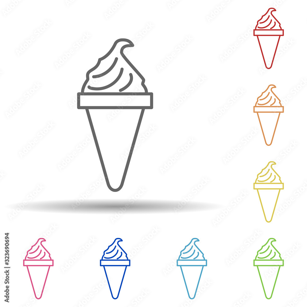 Aufkleber ice-cream in horn in multi color style icon. simple thin line, outline vector of fast food icons for