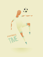 Soccer / Football poster in flat style. A soccer player hits the ball with his head. - 323690667