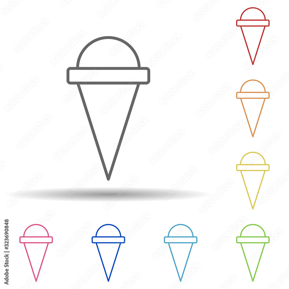 Poster ice-cream in horn in multi color style icon. simple thin line, outline vector of fast food icons for