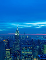 Naklejka premium View of New York Manhattan during sunset hours