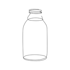 The milk bottle is drawn in one line. Continuous line. Minimalistic graphics.