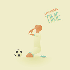 Soccer / Football poster in flat style. A soccer player disappointed on his knees. - 323690833