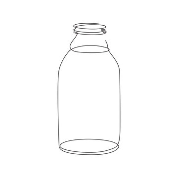 The milk bottle is drawn in one line. Continuous line. Minimalistic graphics.