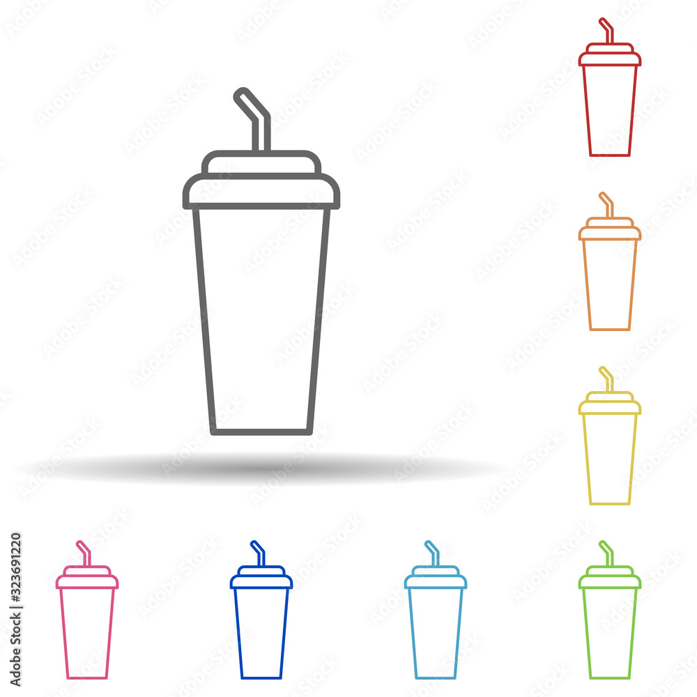 Poster plastic cup in multi color style icon. simple thin line, outline vector of fast food icons for ui an