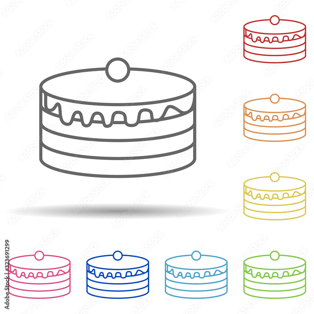 Poster cake in multi color style icon. simple thin line, outline vector of fast food icons for ui and ux, w
