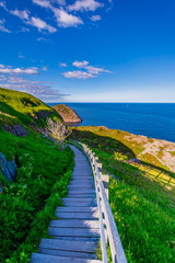 Fototapeta na wymiar Signal Hill Walkway at St John Newfoundland, Canada with blue sky as background during summer