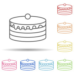 Cake in multi color style icon. Simple thin line, outline vector of fast food icons for ui and ux, website or mobile application