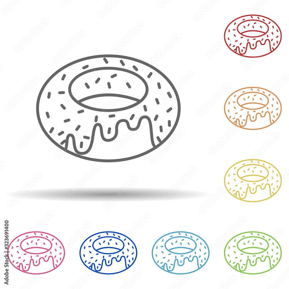 Poster donut in multi color style icon. simple thin line, outline vector of fast food icons for ui and ux, 