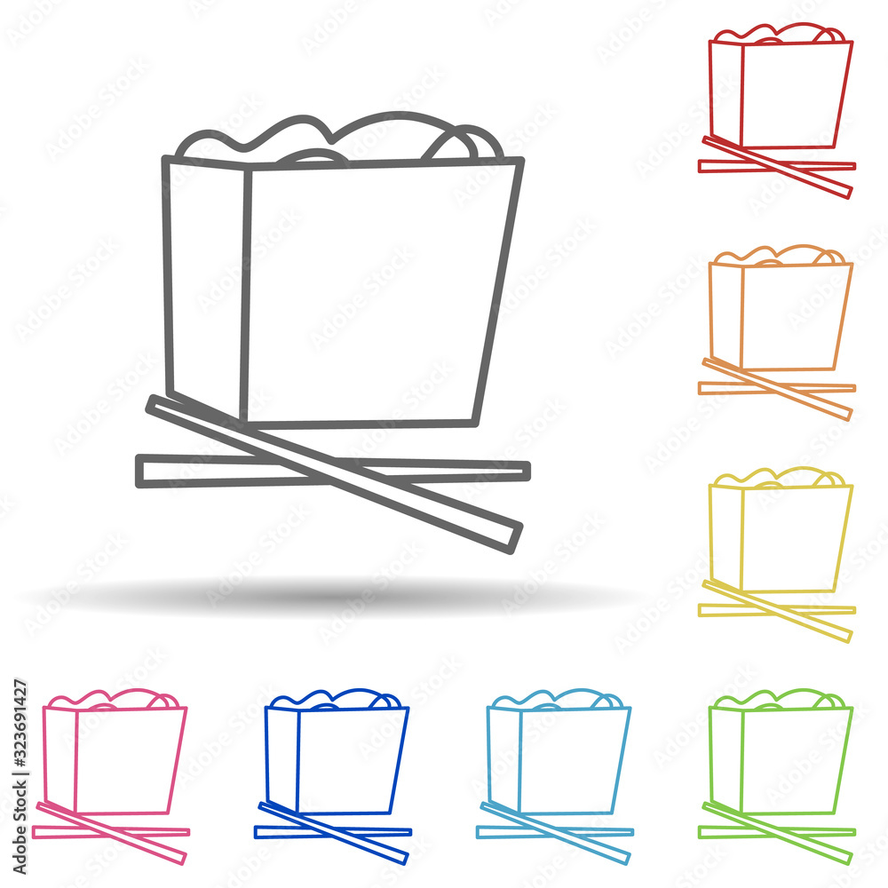 Poster chinese fast food in multi color style icon. simple thin line, outline vector of fast food icons for