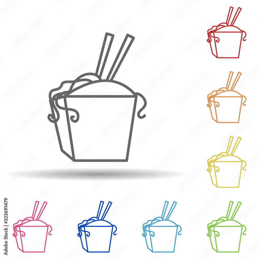 Poster chinese fast food in multi color style icon. simple thin line, outline vector of fast food icons for