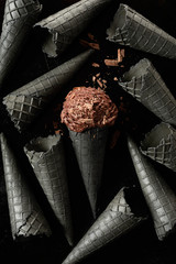 Dark grey monochromatic ice cream cone background