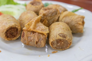 Deep Fried Crab meat roll (Hoi Jo), Satun province southern of Thailand