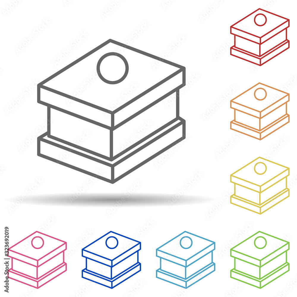 Poster small piece of baked in multi color style icon. simple thin line, outline vector of fast food icons 