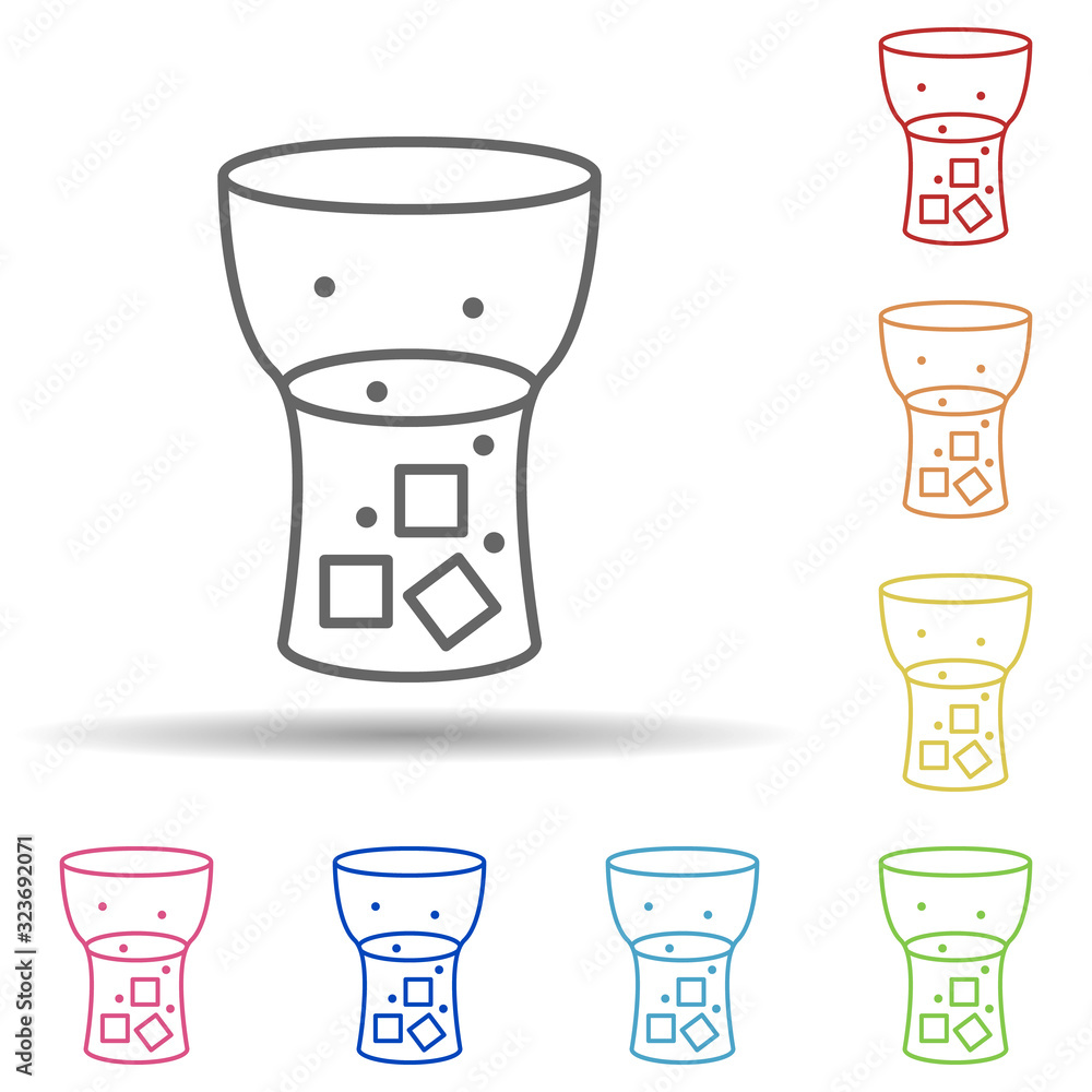Poster carbonated juice in glass in multi color style icon. simple thin line, outline vector of fast food i