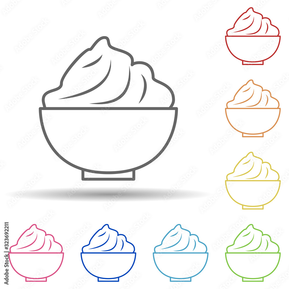 Poster ice-cream in glass in multi color style icon. simple thin line, outline vector of fast food icons fo