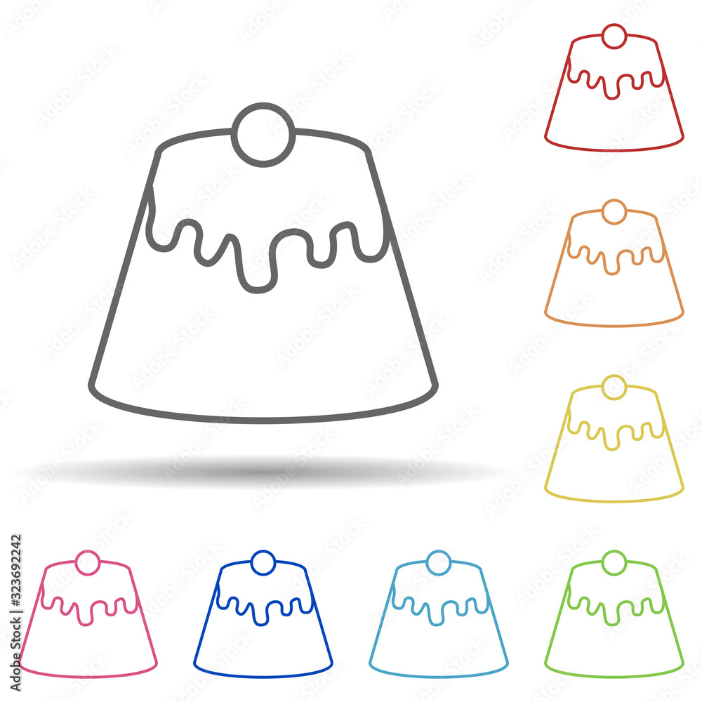 Poster piece of cherry cake in multi color style icon. simple thin line, outline vector of fast food icons 