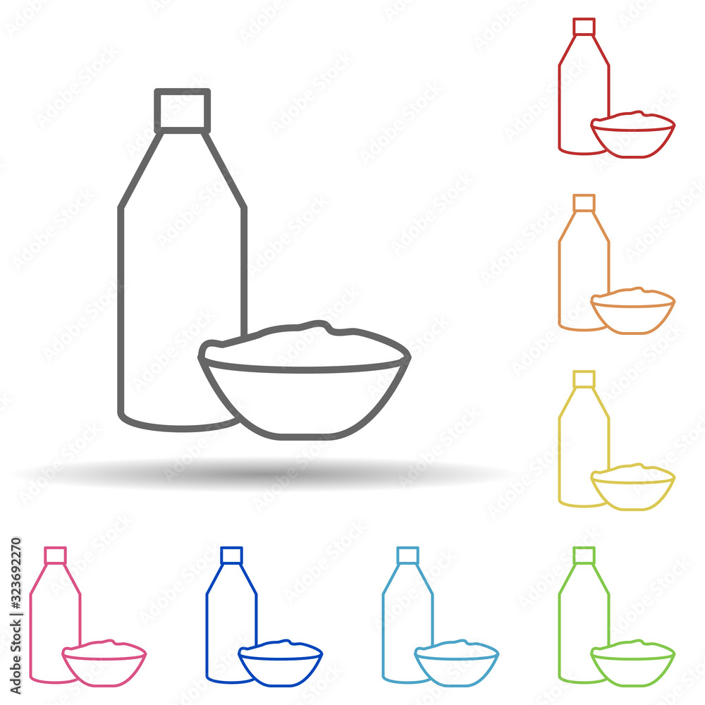 Poster kefir in multi color style icon. simple thin line, outline vector of fast food icons for ui and ux, 