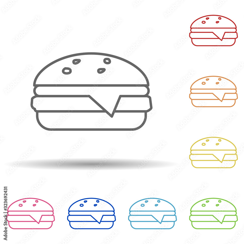 Poster burger in multi color style icon. simple thin line, outline vector of fast food icons for ui and ux,