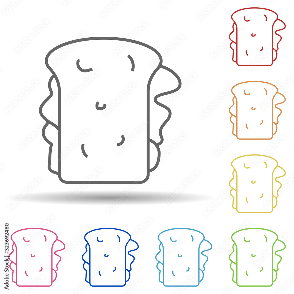 Poster sandwich in multi color style icon. simple thin line, outline vector of fast food icons for ui and u
