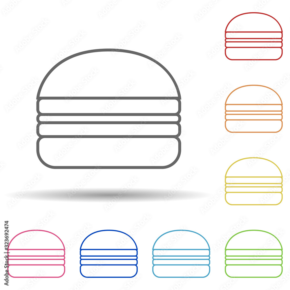 Aufkleber burger in multi color style icon. simple thin line, outline vector of fast food icons for ui and ux,