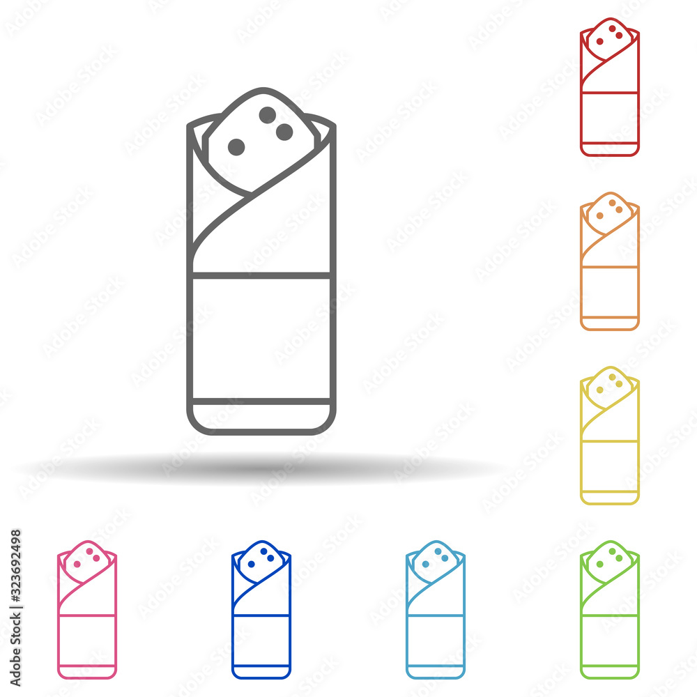 Poster shaurma in multi color style icon. simple thin line, outline vector of fast food icons for ui and ux