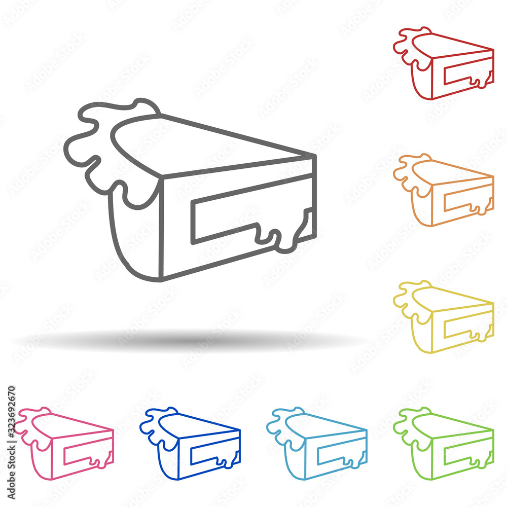 Poster cheese cake in multi color style icon. simple thin line, outline vector of fast food icons for ui an