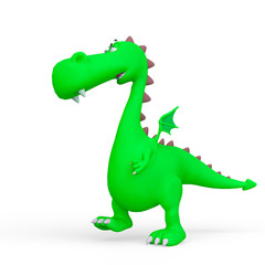 baby dragon cartoon walking around in a white background