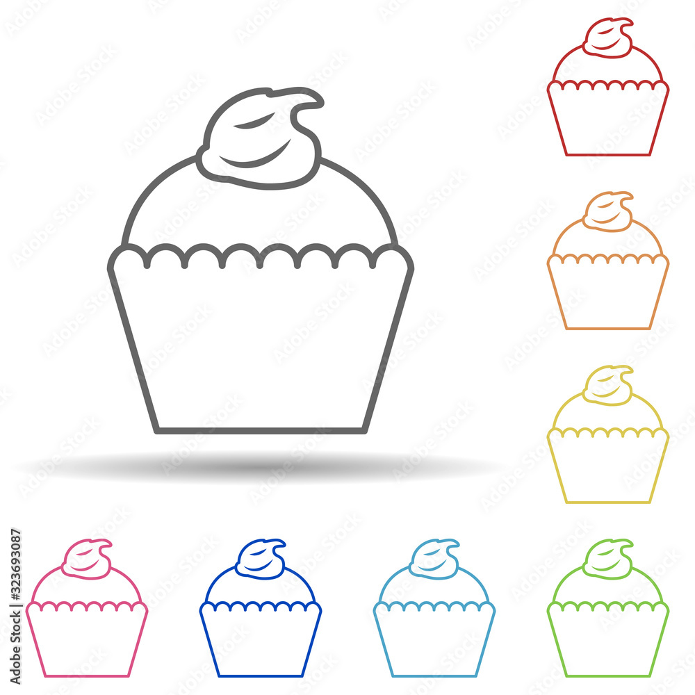 Poster cup cake in multi color style icon. simple thin line, outline vector of fast food icons for ui and u