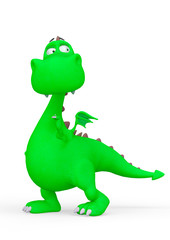 baby dragon cartoon standing up in a white background
