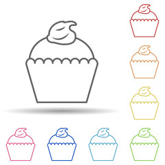 Cup cake in multi color style icon. Simple thin line, outline vector of fast food icons for ui and ux, website or mobile application