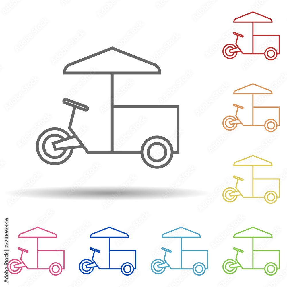 Poster led stall in multi color style icon. simple thin line, outline vector of fast food icons for ui and 