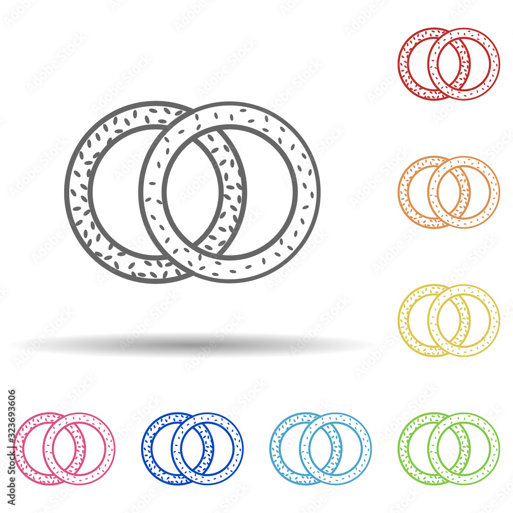 Poster bagel in multi color style icon. simple thin line, outline vector of fast food icons for ui and ux, 
