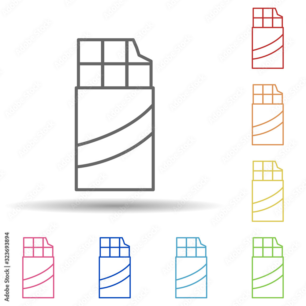 Poster chocolate bar in multi color style icon. simple thin line, outline vector of fast food icons for ui 