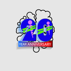 20 anniversary logo vector template. Design for banner, greeting cards or print