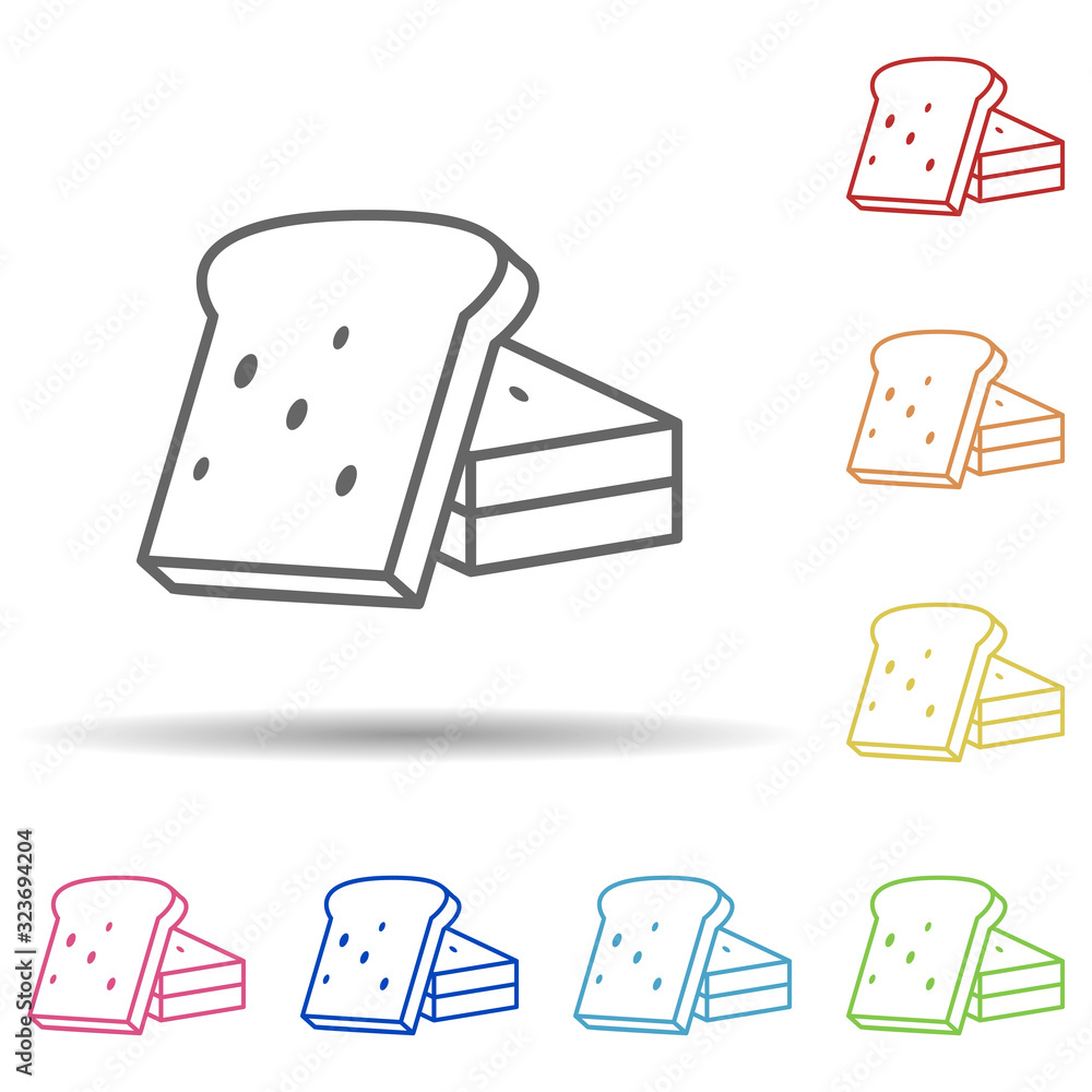 Poster sliced ??bread in multi color style icon. simple thin line, outline vector of food icons for ui and 