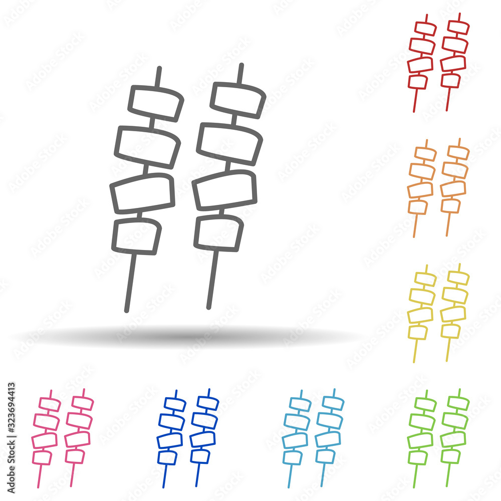 Poster meat on skewers in multi color style icon. simple thin line, outline vector of food icons for ui and