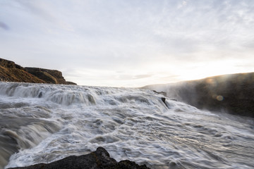 Gullfoss Waterfall in the morning on Iceland