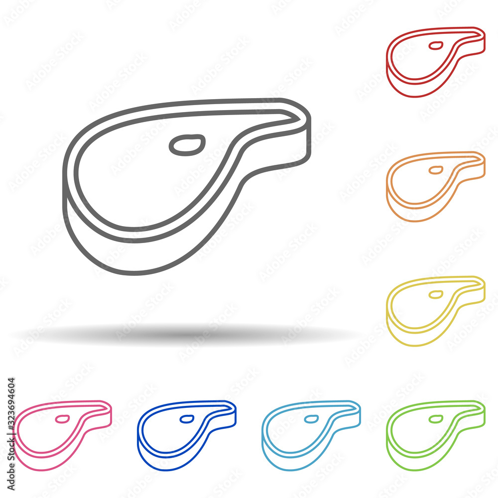 Poster a piece of pork in multi color style icon. simple thin line, outline vector of food icons for ui and