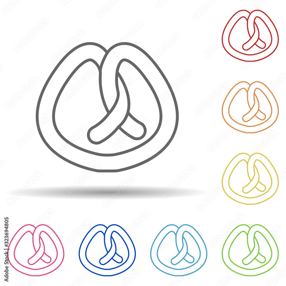 Poster brezel in multi color style icon. simple thin line, outline vector of food icons for ui and ux, webs