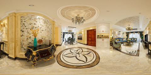 360 degrees 3d render of home interior