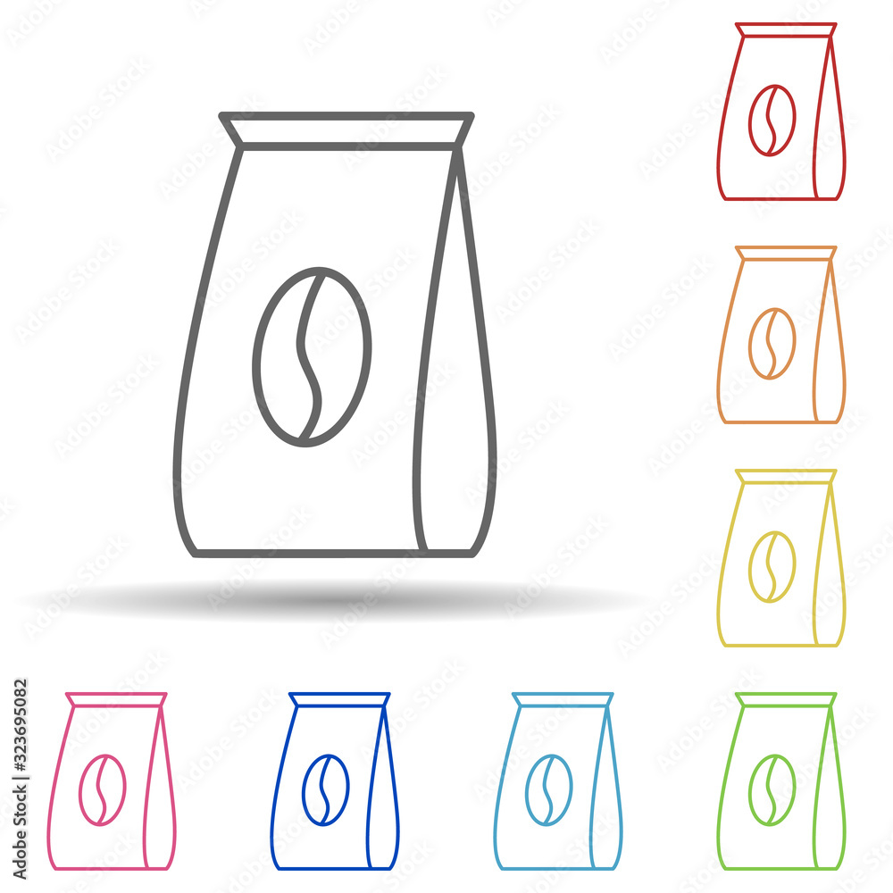 Poster packing of coffee in multi color style icon. simple thin line, outline vector of food icons for ui a