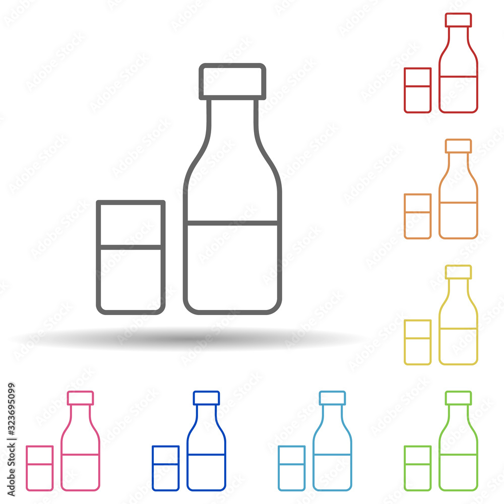 Poster bottle of milk in multi color style icon. simple thin line, outline vector of food icons for ui and 
