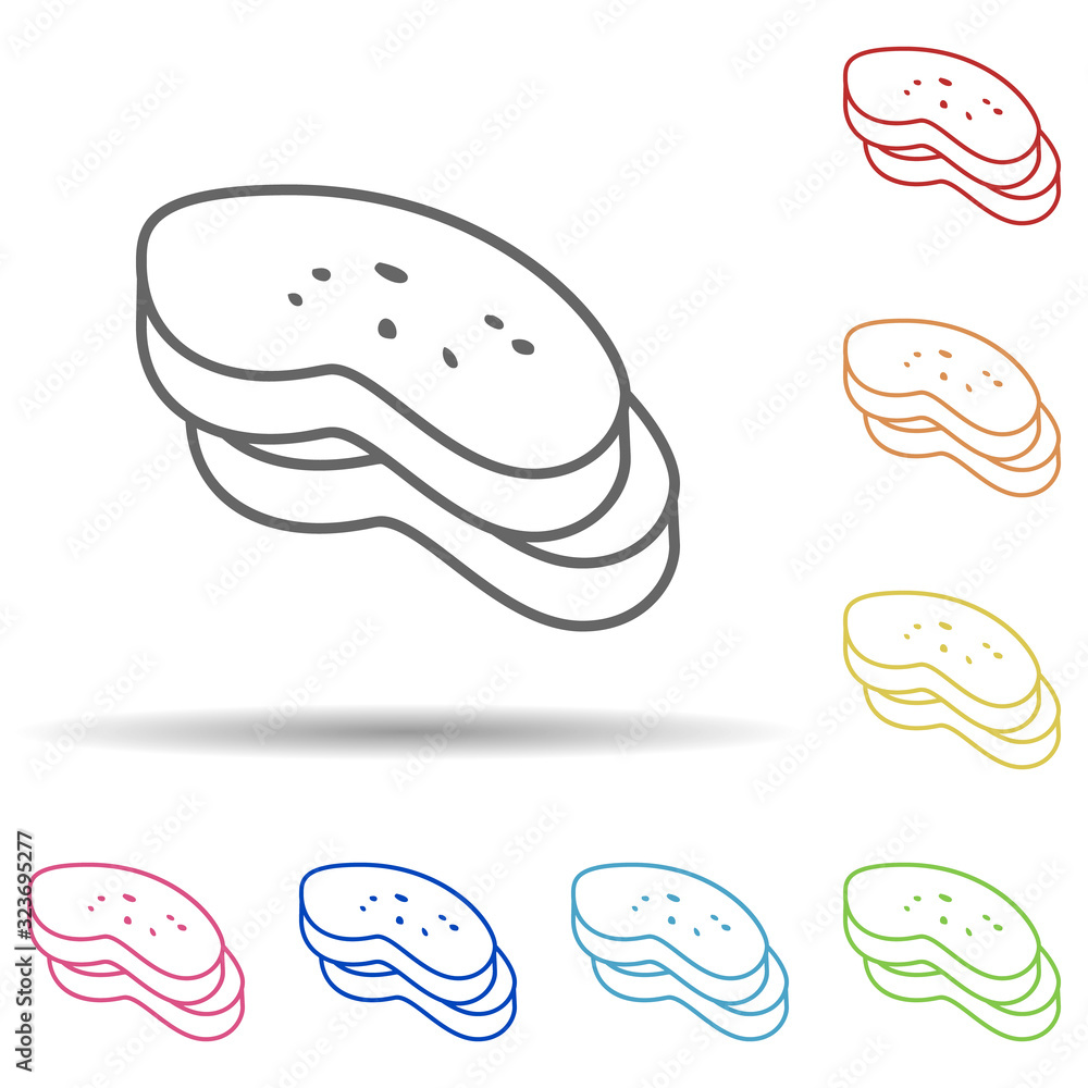 Poster sliced ??bread in multi color style icon. simple thin line, outline vector of food icons for ui and 