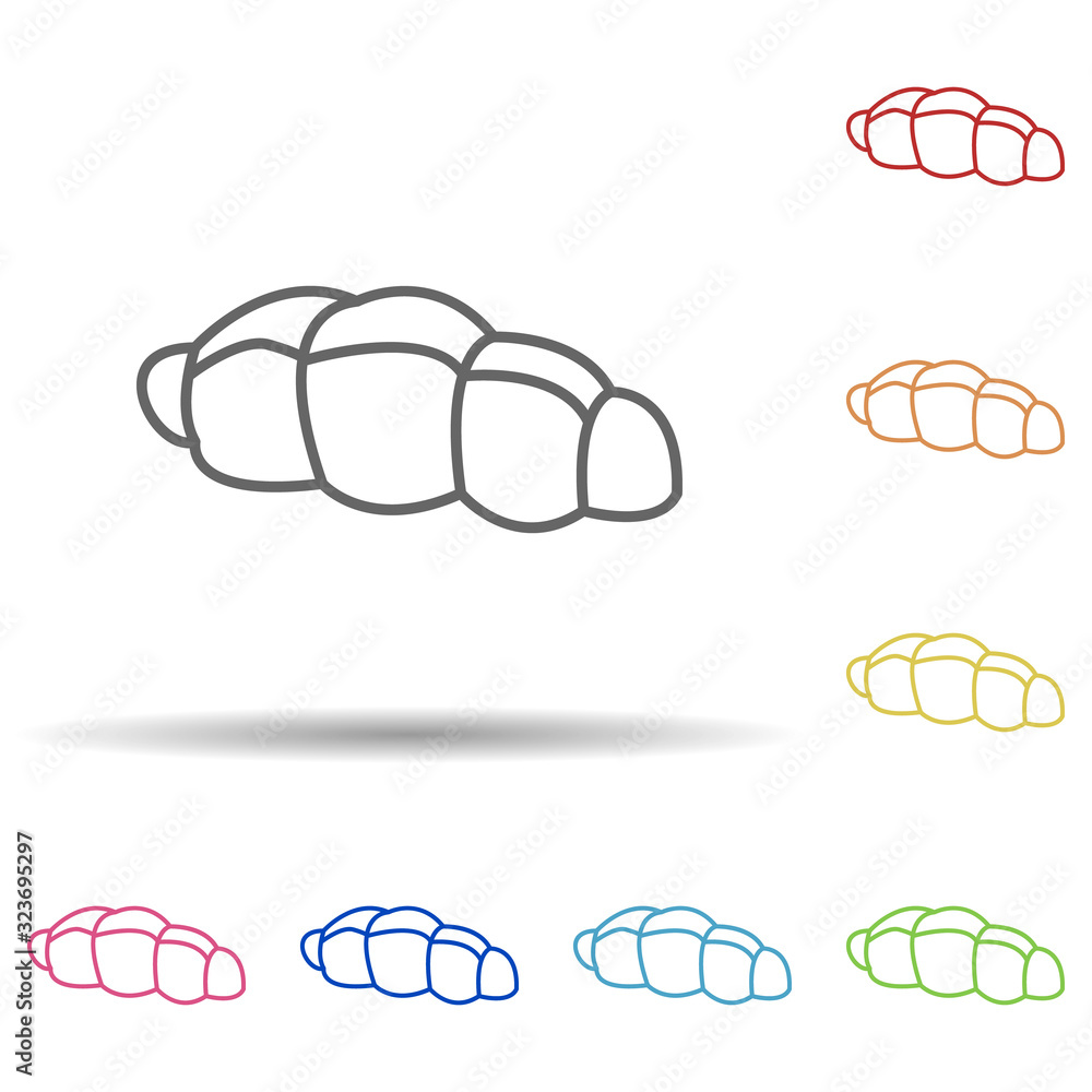 Poster croissant in multi color style icon. simple thin line, outline vector of food icons for ui and ux, w