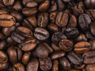 Roasted Thai coffee beans texture background