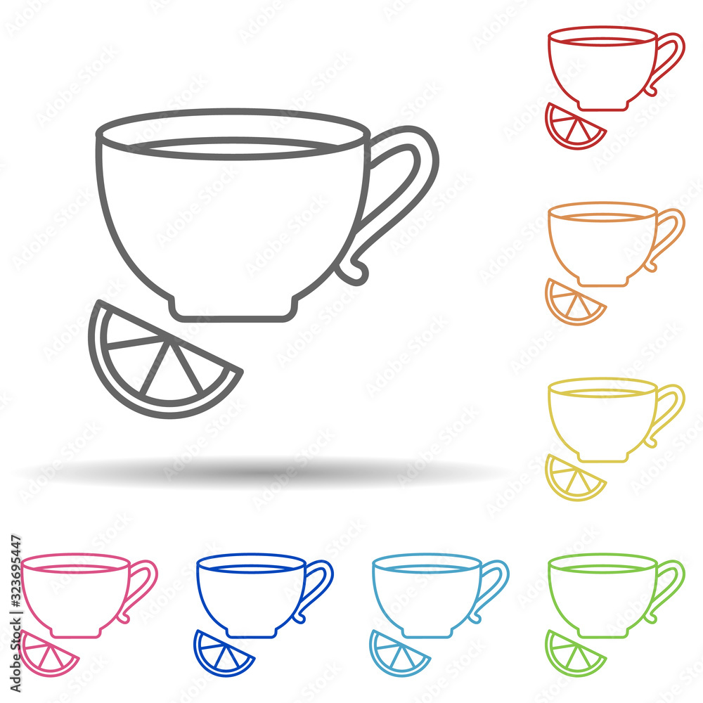 Poster tea with lemon in multi color style icon. simple thin line, outline vector of food icons for ui and 