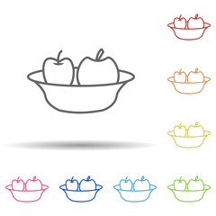An apple in a plate in multi color style icon. Simple thin line, outline vector of food icons for ui and ux, website or mobile application