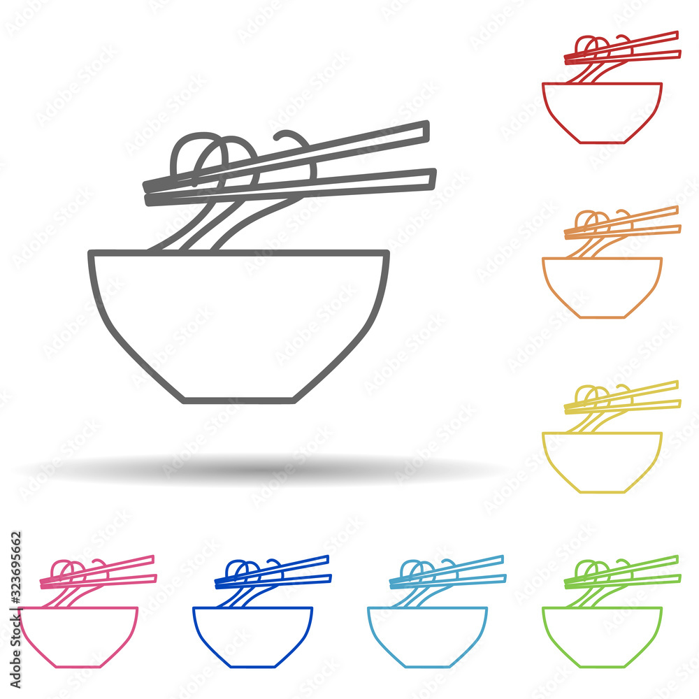 Poster chinese plate in multi color style icon. simple thin line, outline vector of food icons for ui and u
