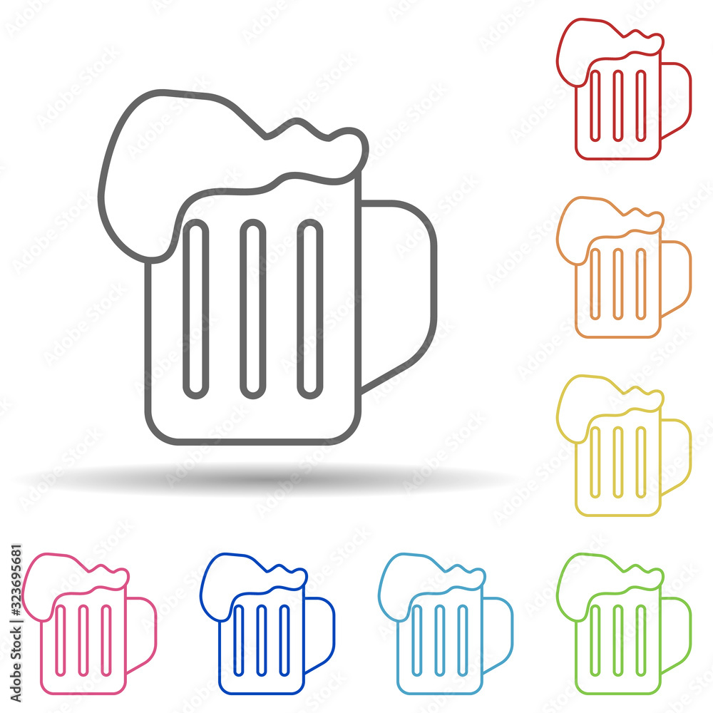 Poster beer in a mug in multi color style icon. simple thin line, outline vector of food icons for ui and u