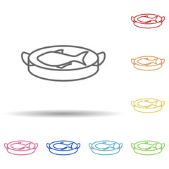 Small fish on the board in multi color style icon. Simple thin line, outline vector of food icons for ui and ux, website or mobile application